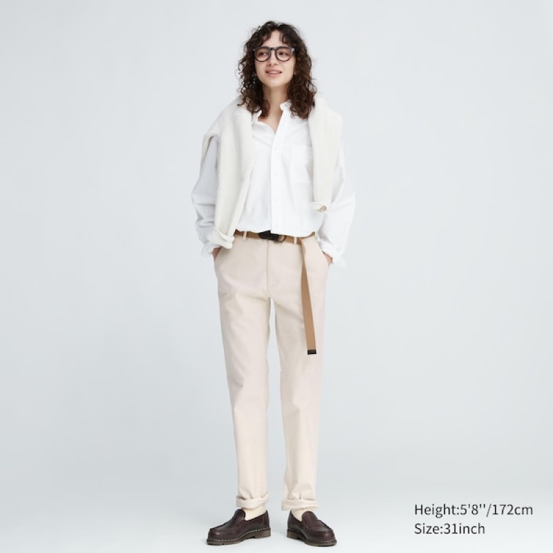 Uniqlo Slim-Fit Chino Bukse Dame Beige | 3457-FJQKL