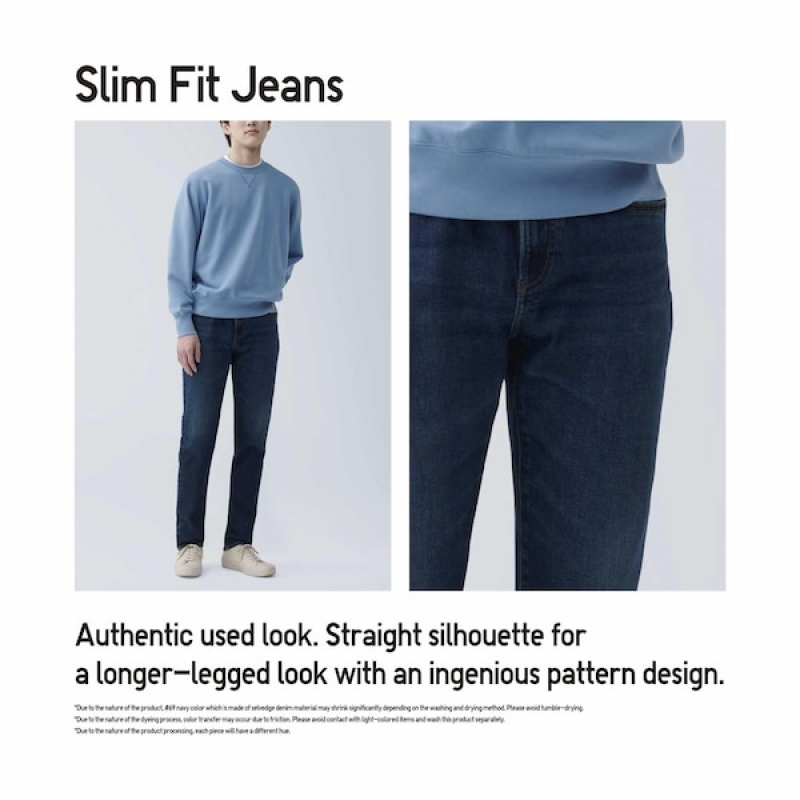 Uniqlo Slim-Fit Jeans Herre Blå | 9632-MOPFA