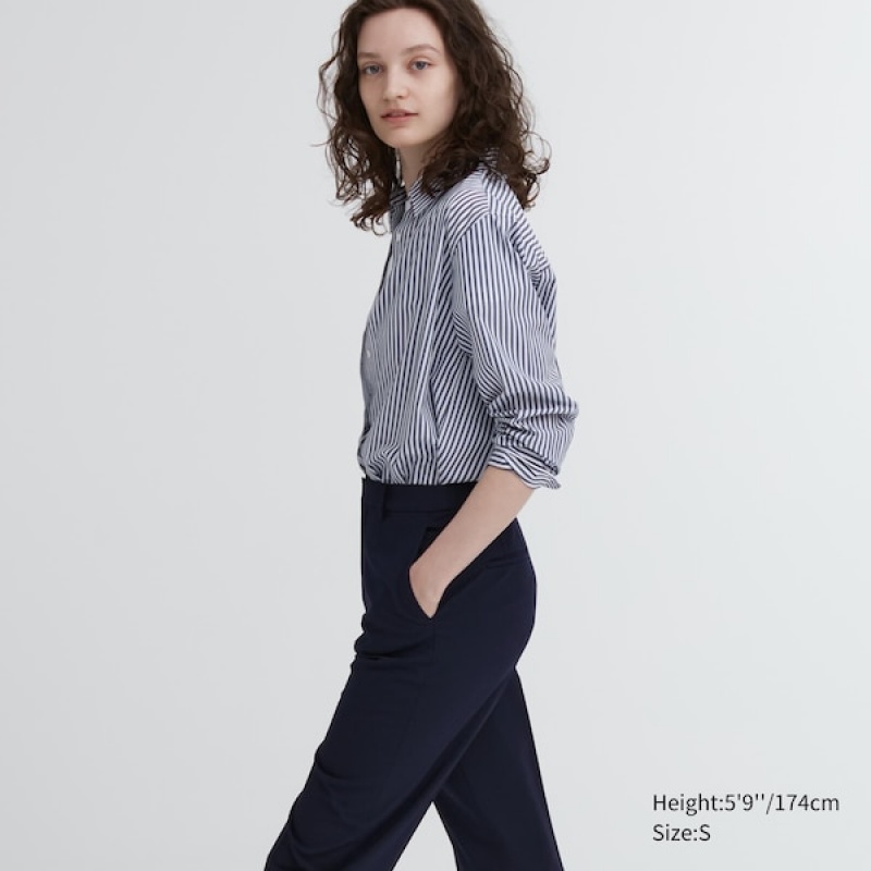 Uniqlo Smart Ankle Bukse Dame Marineblå | 0216-EPAQL