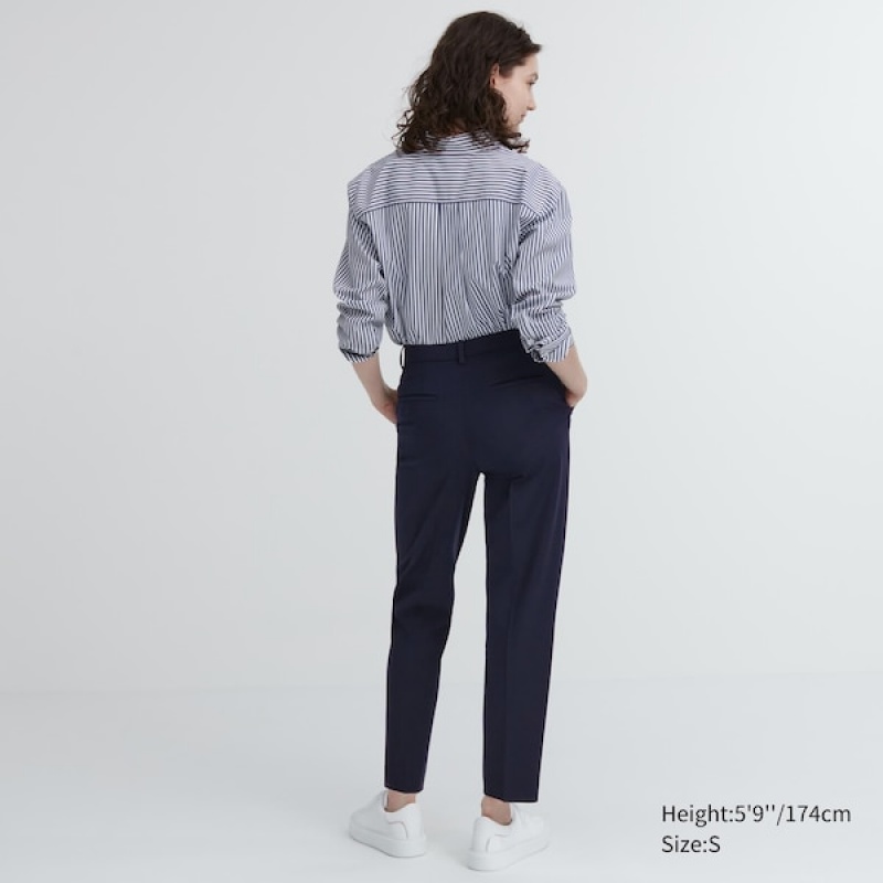 Uniqlo Smart Ankle Bukse Dame Marineblå | 0216-EPAQL