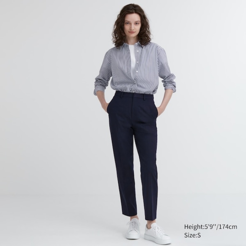 Uniqlo Smart Ankle Bukse Dame Marineblå | 0216-EPAQL