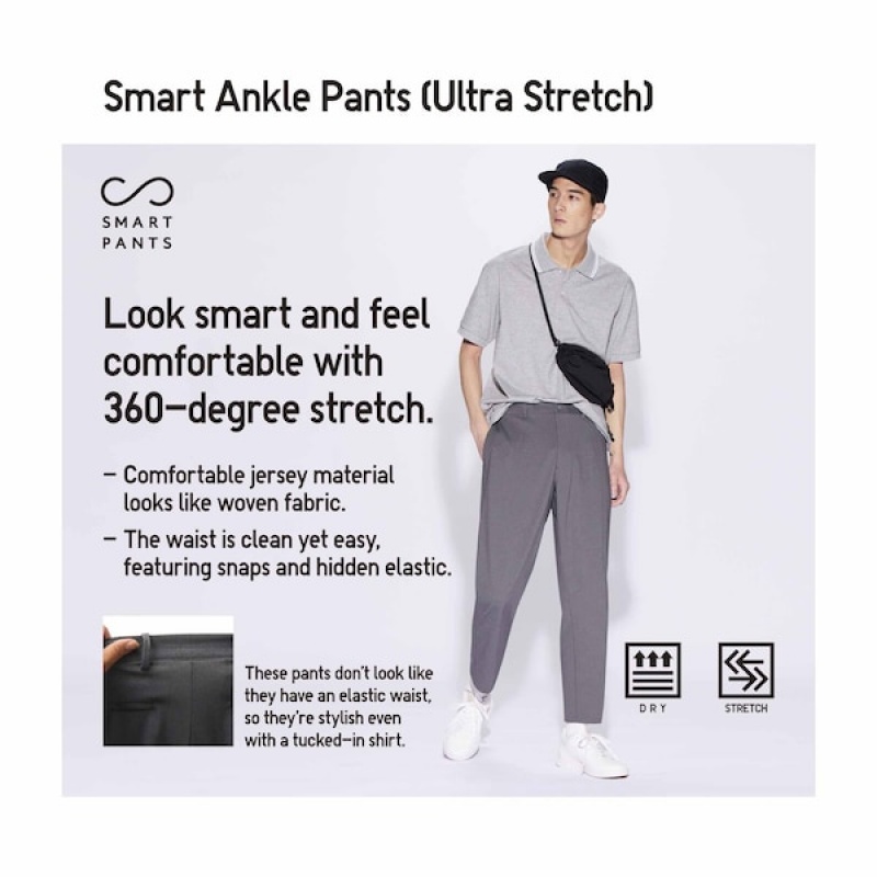 Uniqlo Smart Ankle Bukse Herre Grå | 3257-VWYDP