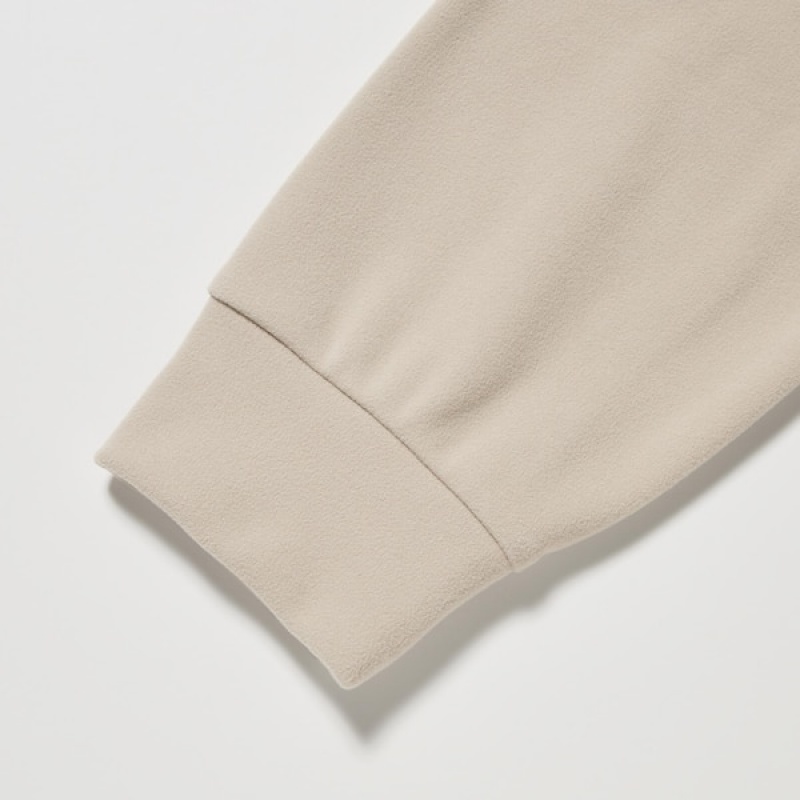 Uniqlo Smooth Fleece Mock Neck Long-Sleeve T-skjorte Herre Beige | 4569-BWTJR