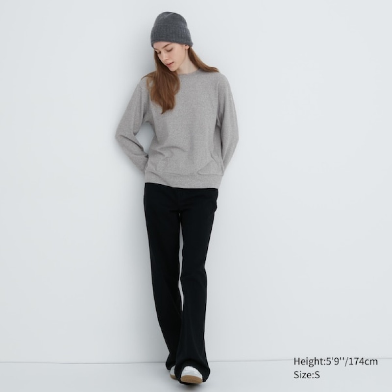 Uniqlo Soft Strikket Fleece Crew Neck Long-Sleeve T-skjorte Dame Hvite | 4619-GJTZN