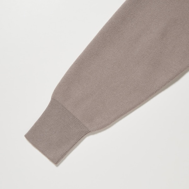 Uniqlo Souffle Yarn Long-Sleeve Kjole Dame Grå | 5281-UEPQD