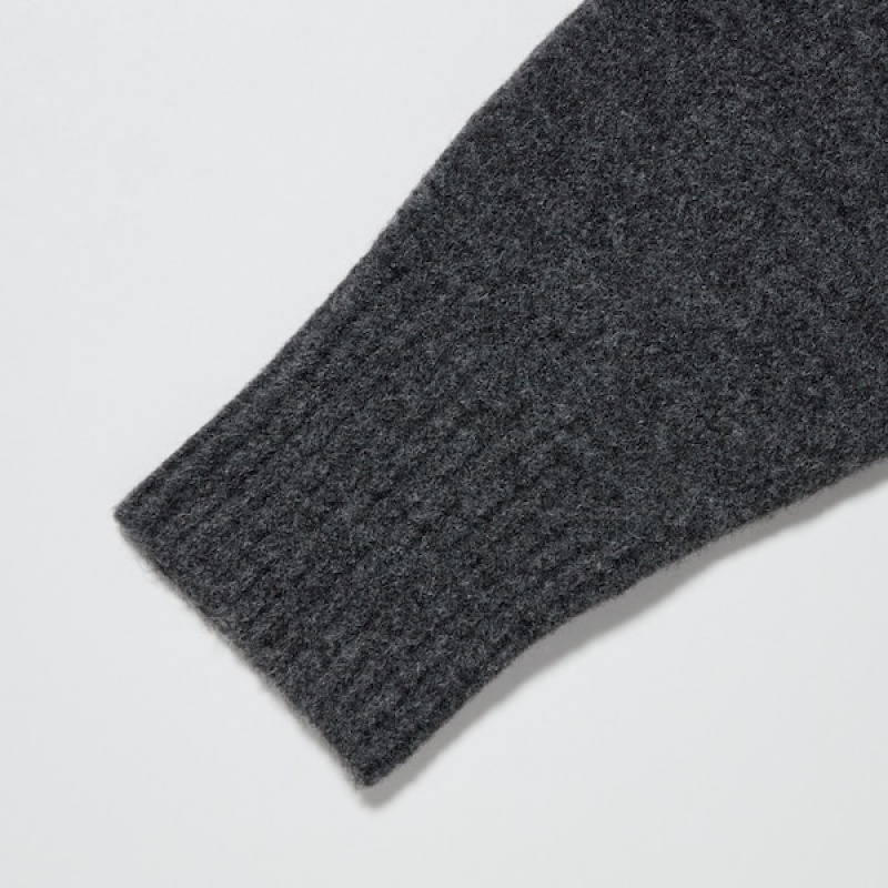 Uniqlo Souffle Yarn Turtleneck Kjole Dame Mørke Grå | 1275-RWFMO