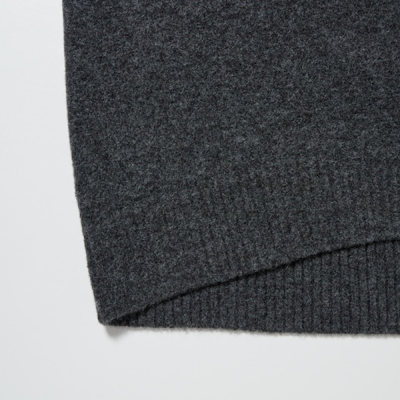 Uniqlo Souffle Yarn Turtleneck Kjole Dame Mørke Grå | 1275-RWFMO