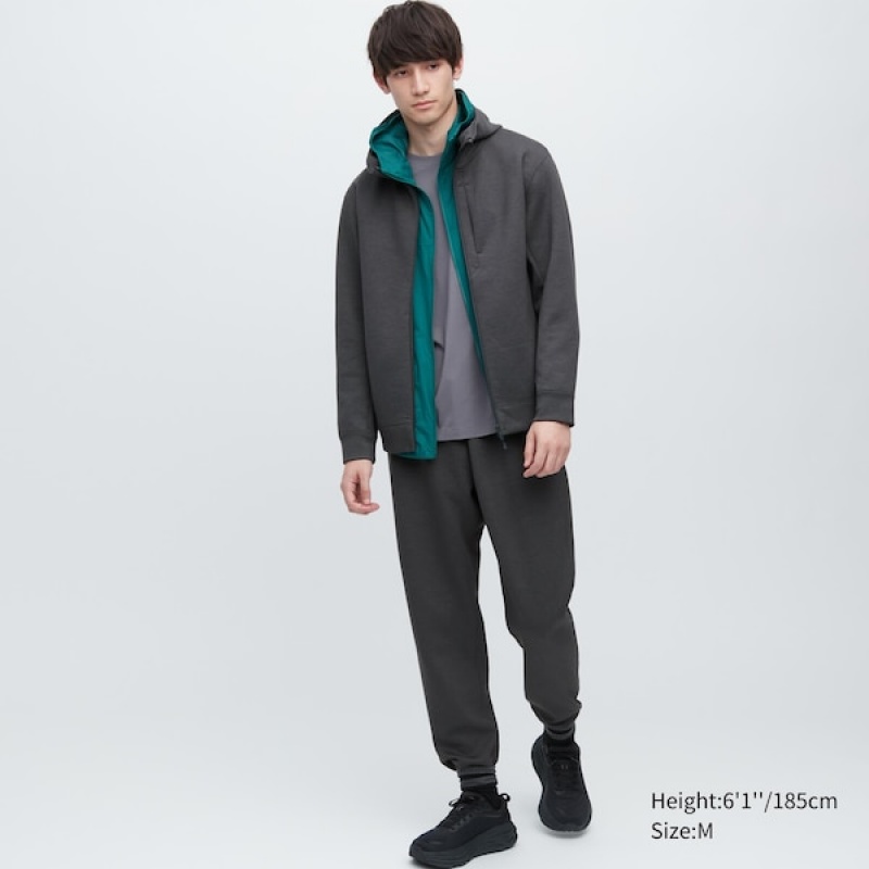 Uniqlo Stretch Dry Sweat Long-Sleeve Full-Zip Hettegenser Herre Blå | 7836-GJKLC