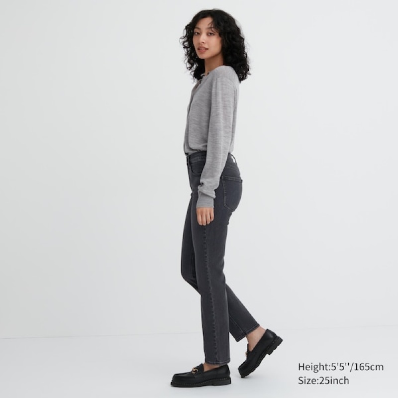 Uniqlo Stretch Slim Rett Jeans Dame Grå | 5279-VYRZB