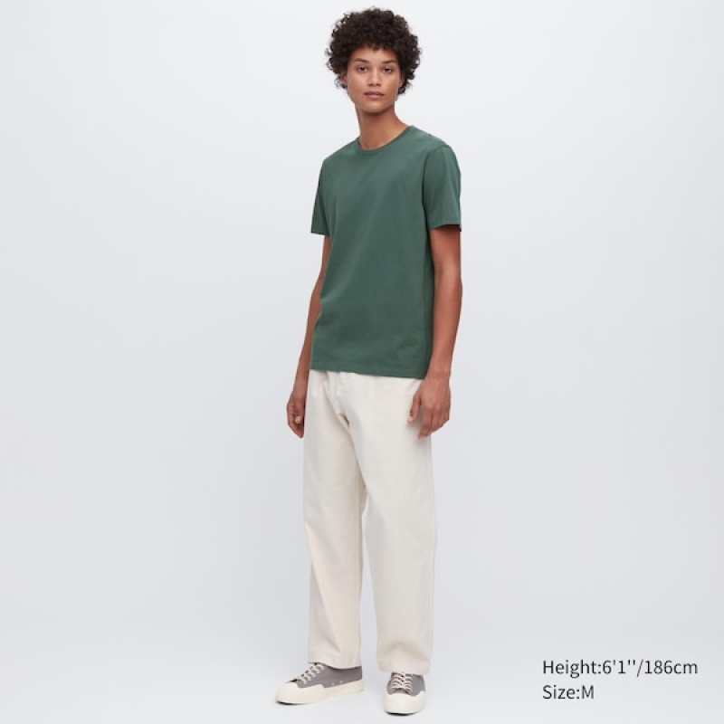 Uniqlo Supima® Bomull Crew Neck Kort-Sleeve T-skjorte Herre Grønn | 9086-GNSBC