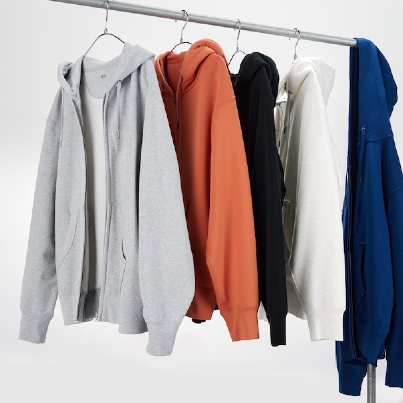 Uniqlo Sweat Full-Zip Hettegenser Herre Svarte | 8903-RWBQZ