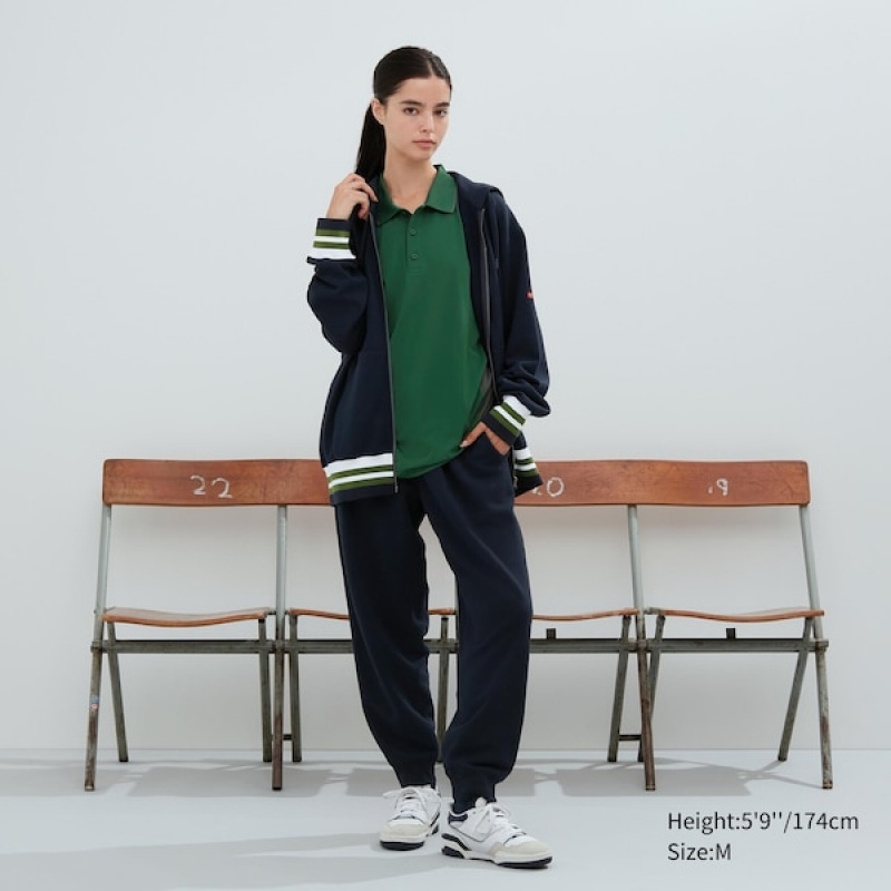 Uniqlo Sweat Full-Zip Long-Sleeve Gensere Dame Marineblå | 9057-PCEIW