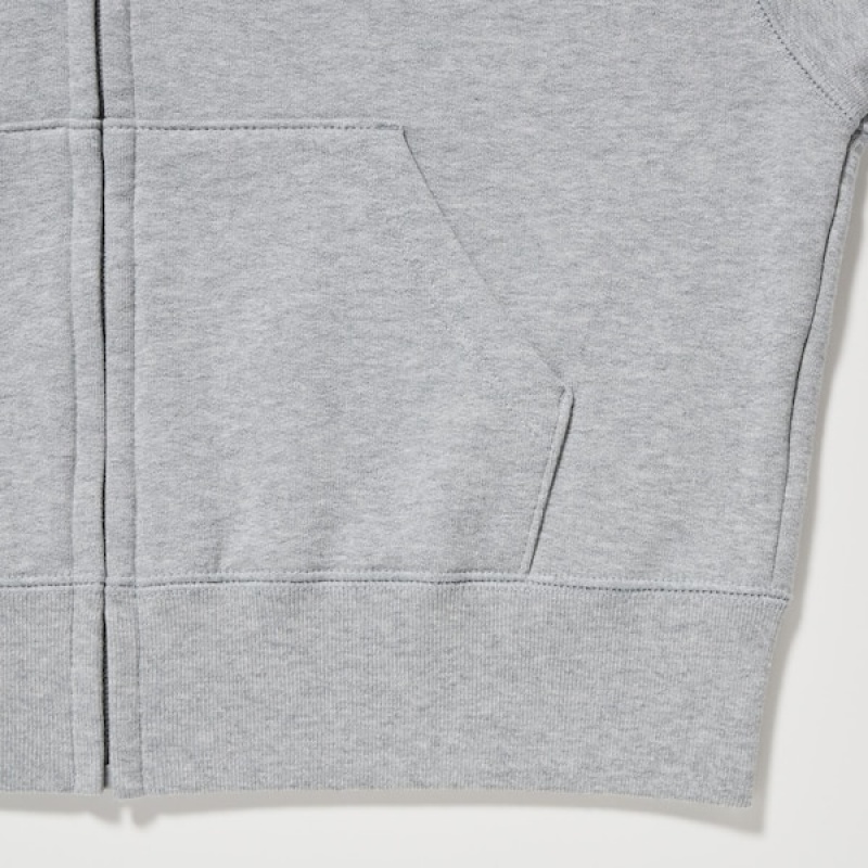 Uniqlo Sweat Full-Zip Long-Sleeve Hettegenser Dame Grå | 2431-AISZU