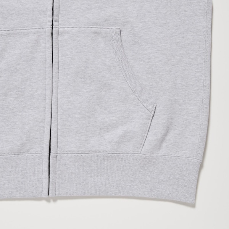 Uniqlo Sweat Long-Sleeve Full-Zip Hettegenser Herre Grå | 9710-UFTNS