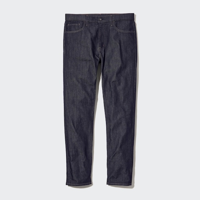 Uniqlo Tech Denim Mager Fit Jeans Herre Svarte | 8543-HNCYM