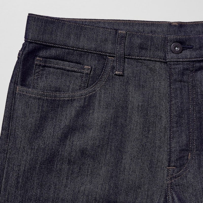 Uniqlo Tech Denim Mager Fit Jeans Herre Svarte | 8543-HNCYM