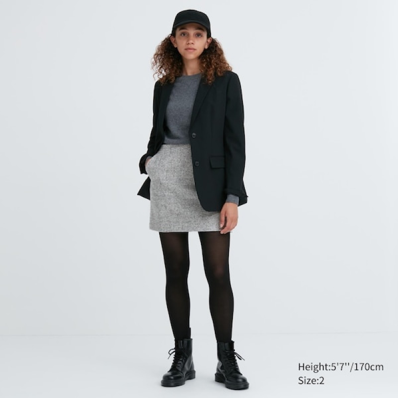 Uniqlo Tweed Mini Skjørt Dame Grå | 2945-OWJEF