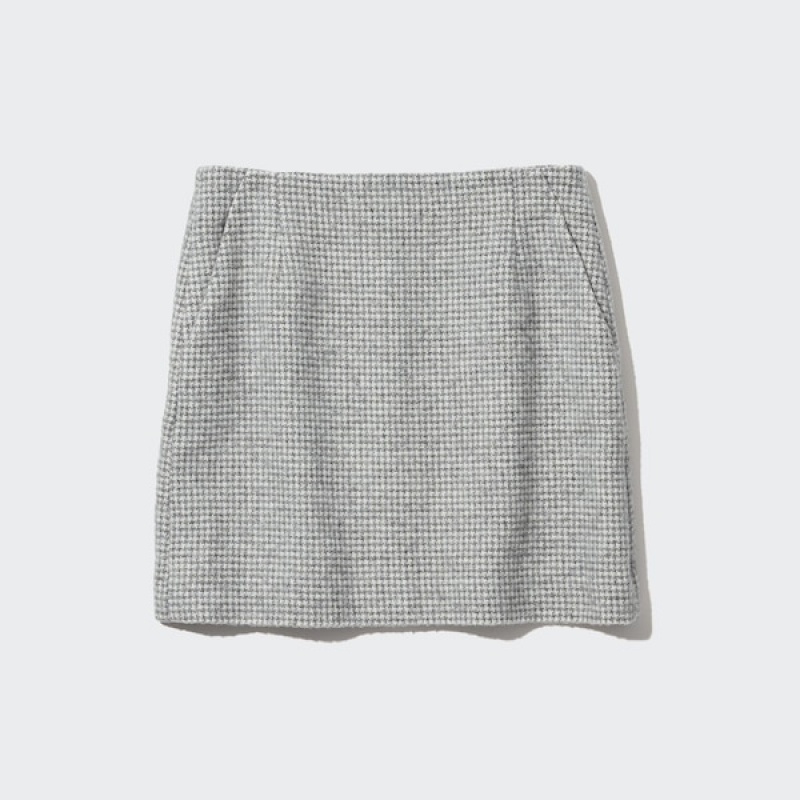 Uniqlo Tweed Mini Skjørt Dame Grå | 2945-OWJEF