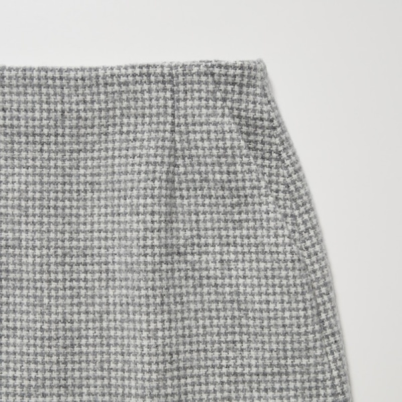 Uniqlo Tweed Mini Skjørt Dame Grå | 2945-OWJEF