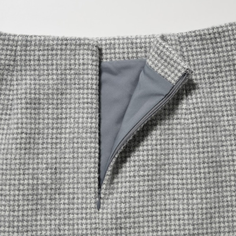 Uniqlo Tweed Mini Skjørt Dame Grå | 2945-OWJEF