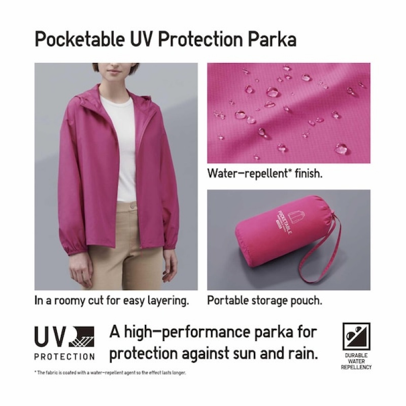 Uniqlo UV Protection Pocketable Parka Dame Hvite | 6102-HGSWN