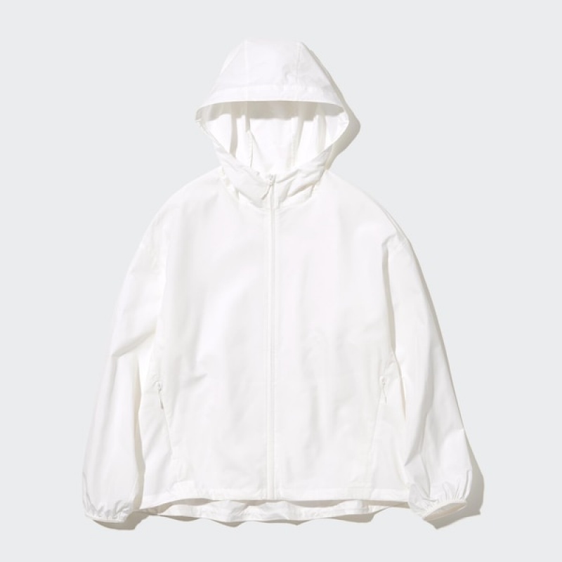 Uniqlo UV Protection Pocketable Parka Dame Hvite | 6102-HGSWN