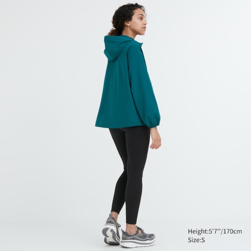 Uniqlo UV Protection Pocketable Parka Dame Grønn | 2409-OYLZM