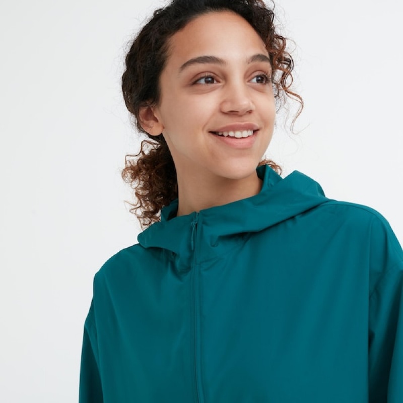 Uniqlo UV Protection Pocketable Parka Dame Grønn | 2409-OYLZM