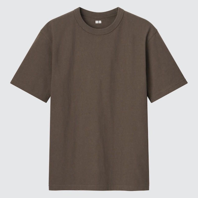 Uniqlo U Crew Neck Kort-Sleeve T-skjorte Dame Mørke Grå | 4183-KRPUS