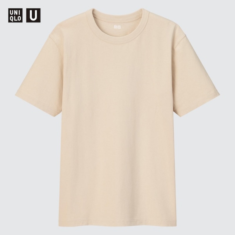 Uniqlo U Crew Neck Kort-Sleeve T-skjorte Herre Gul | 2473-PCXHU