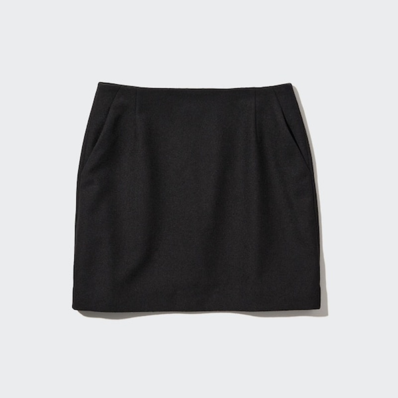 Uniqlo Ull Blend Mini Skjørt Dame Svarte | 1560-FSKJH