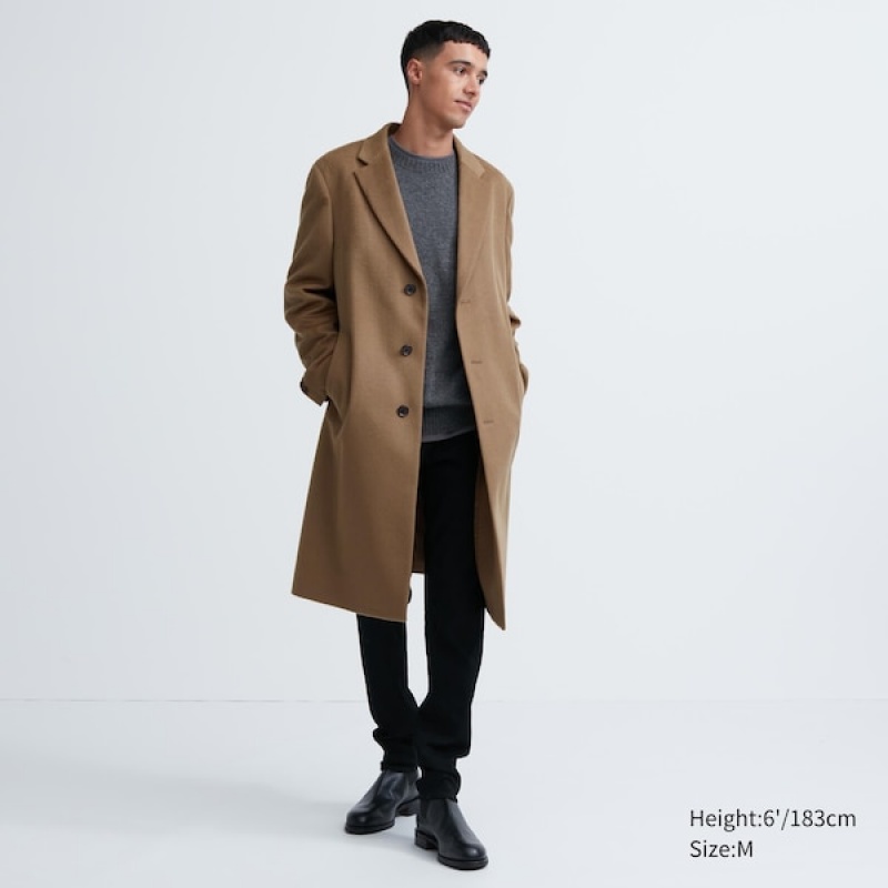 Uniqlo Ull Cashmere Chesterfield Frakker Herre Brune | JXNUKP-347