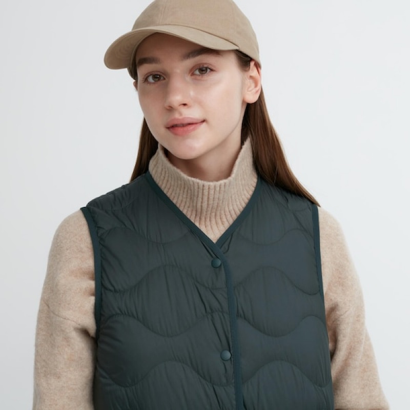 Uniqlo Ultra Light Down Long Vest Dame Mørke Grønn | 5023-PJXHL