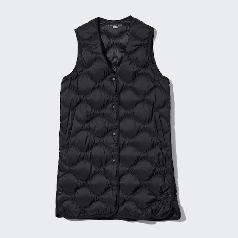 Uniqlo Ultra Light Down Long Vest Dame Svarte | 1067-PSKNA