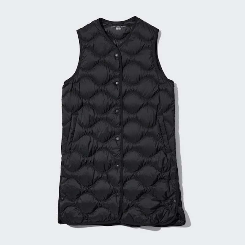 Uniqlo Ultra Light Down Long Vest Dame Svarte | 1067-PSKNA