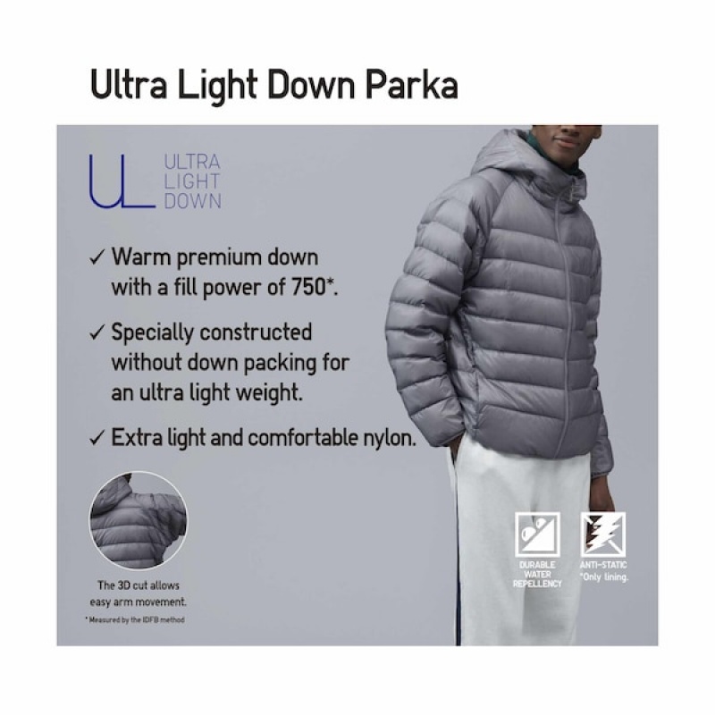 Uniqlo Ultra Light Down Parka Herre Grå | RCPTZL-739