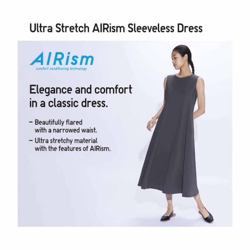 Uniqlo Ultra Stretch AIRism Ermeløse Kjole Dame Gul | 3704-JXHZT