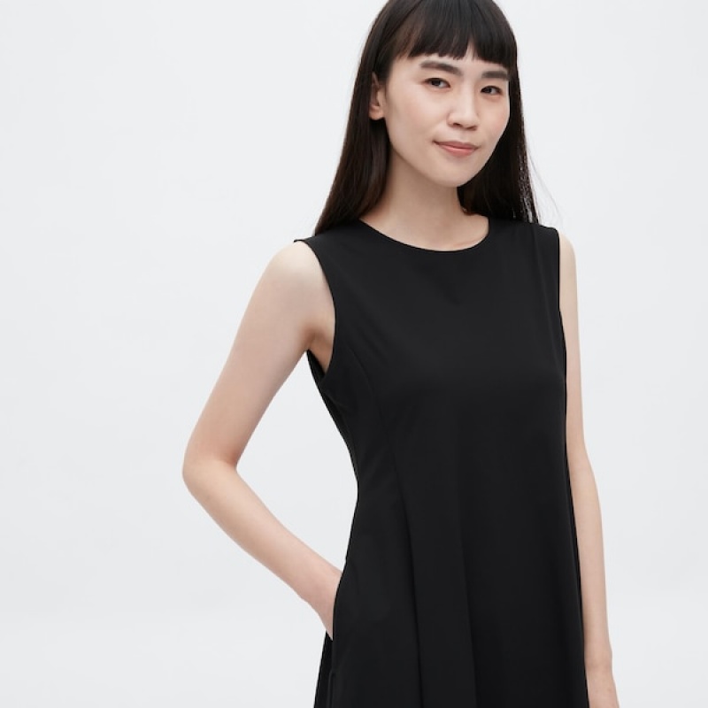 Uniqlo Ultra Stretch AIRism Ermeløse Kjole Dame Svarte | 6402-CZLMK