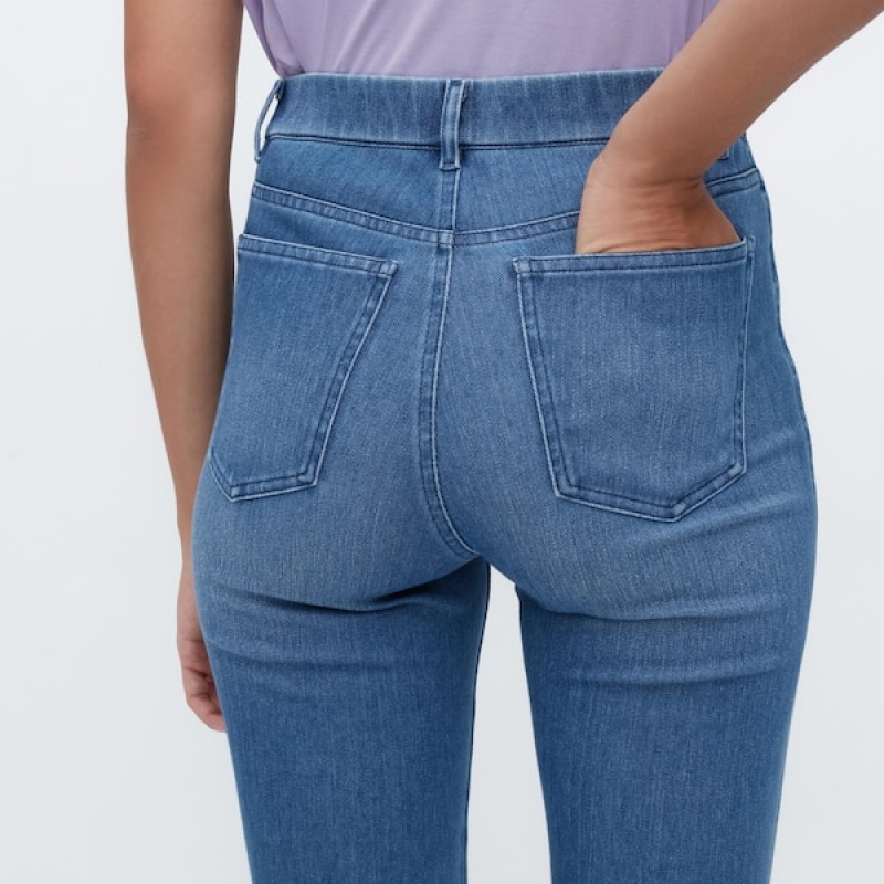 Uniqlo Ultra Stretch Denim Cropped Leggings Bukse Dame Blå | 3527-VCRYO