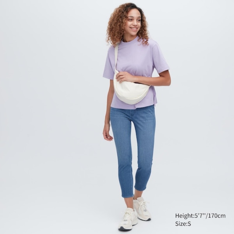 Uniqlo Ultra Stretch Denim Cropped Leggings Bukse Dame Blå | 3527-VCRYO