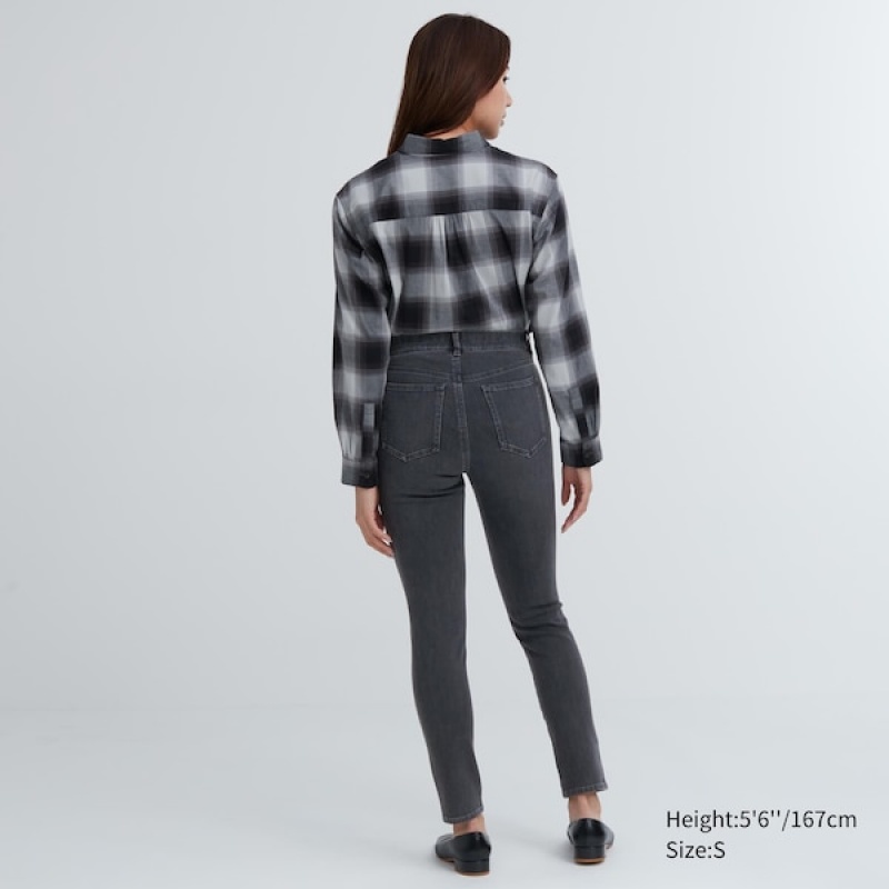 Uniqlo Ultra Stretch Denim Leggings Bukse Dame Marineblå | 5972-SBZCJ