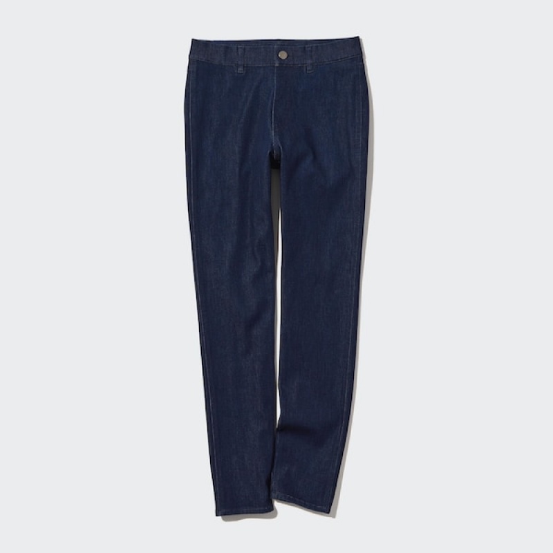 Uniqlo Ultra Stretch Denim Leggings Bukse Dame Marineblå | 5972-SBZCJ