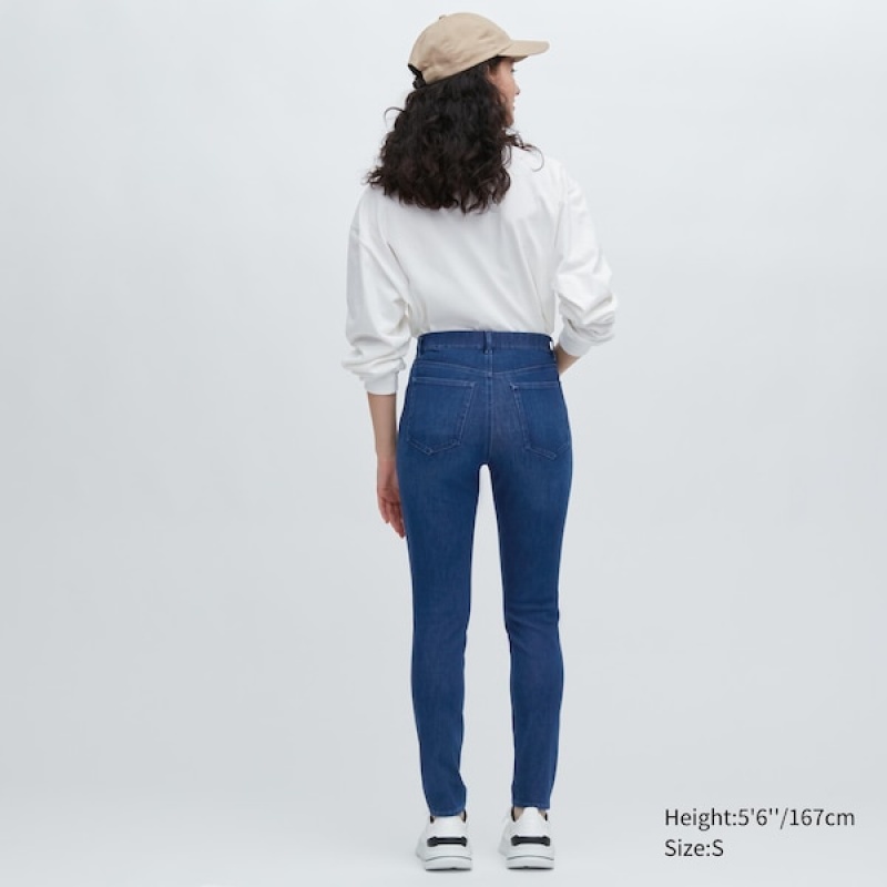 Uniqlo Ultra Stretch Denim Leggings Bukse Dame Marineblå | 5019-KWVHZ