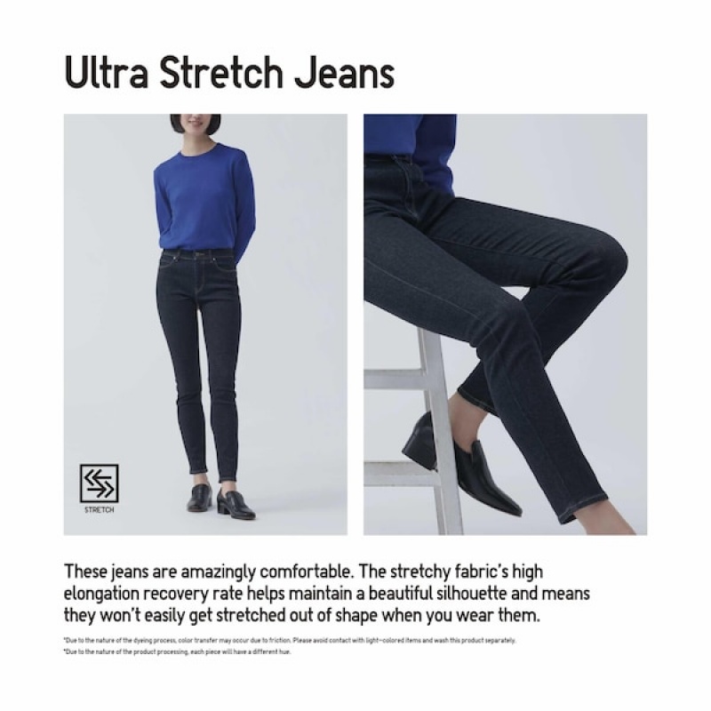 Uniqlo Ultra Stretch Distressed Jeans Dame Blå | 3671-HNIME