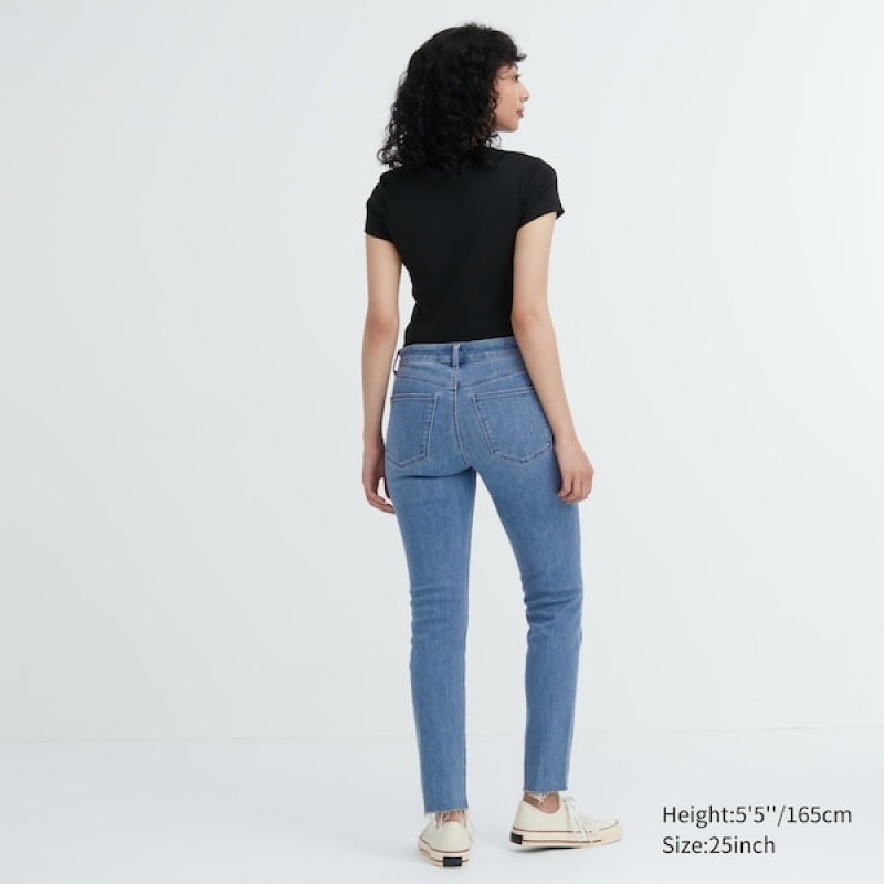 Uniqlo Ultra Stretch Distressed Jeans Dame Blå | 3671-HNIME