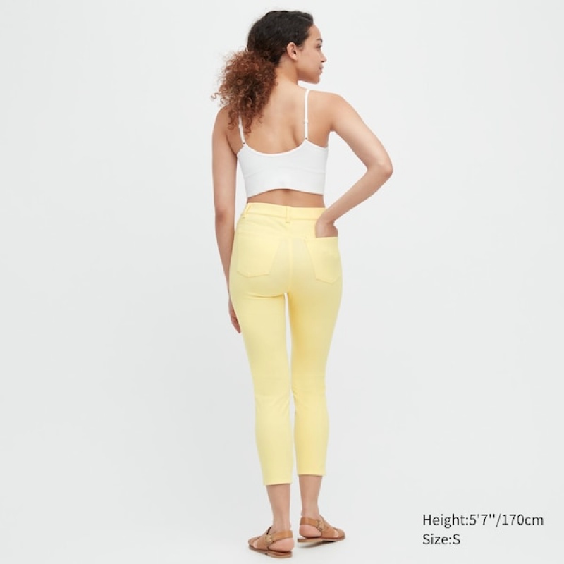 Uniqlo Ultra Stretch High-Rise Cropped Leggings Bukse Dame Gul | 1578-IRKUV