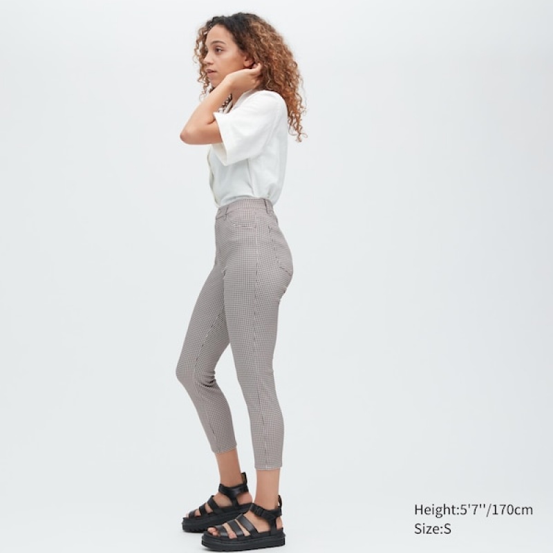 Uniqlo Ultra Stretch High-Rise Print Leggings Bukse Dame Svarte | 9286-ZAKXN