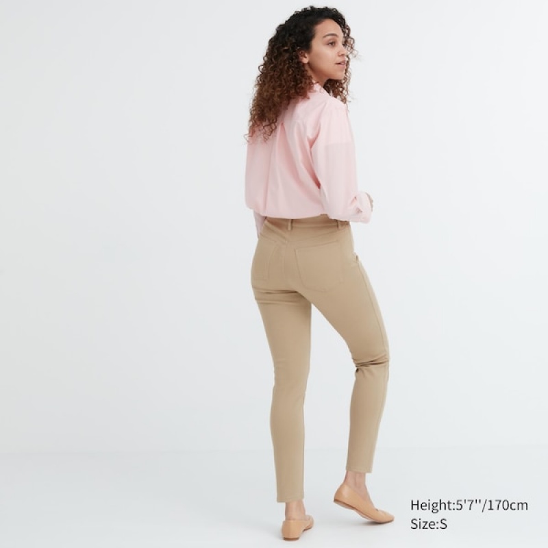 Uniqlo Ultra Stretch Leggings Dame Beige | 6705-OTEKV