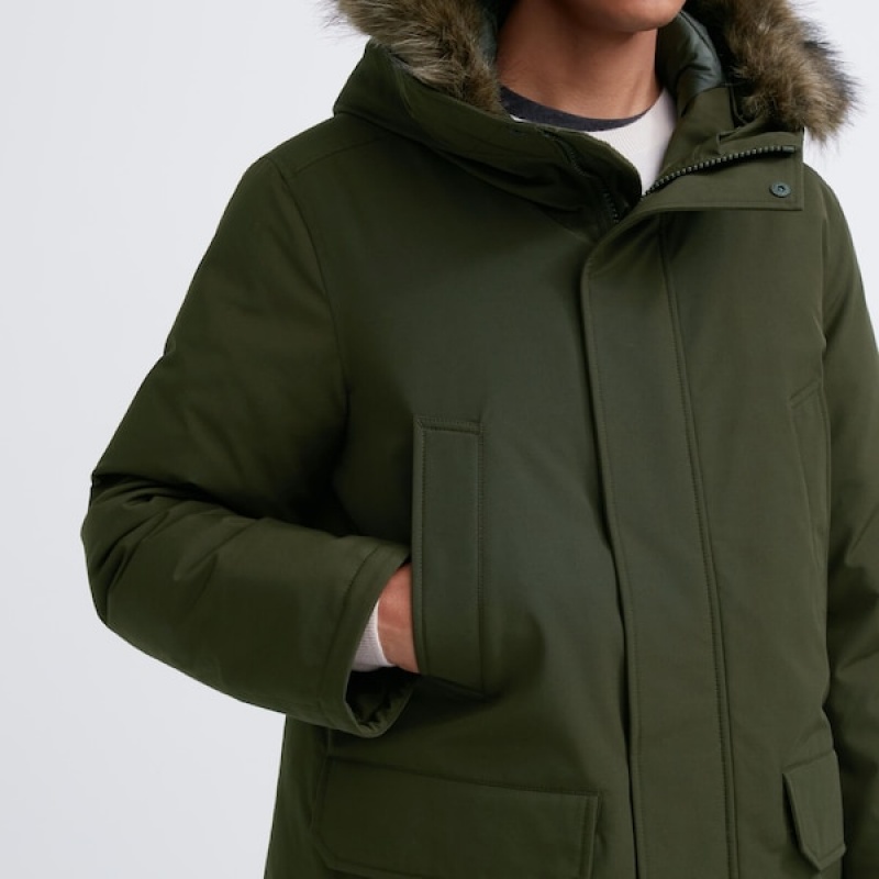 Uniqlo Ultra Warm Hybrid Down Frakker Herre Olivengrønne | MLQYCT-406