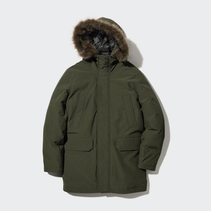 Uniqlo Ultra Warm Hybrid Down Frakker Herre Olivengrønne | MLQYCT-406